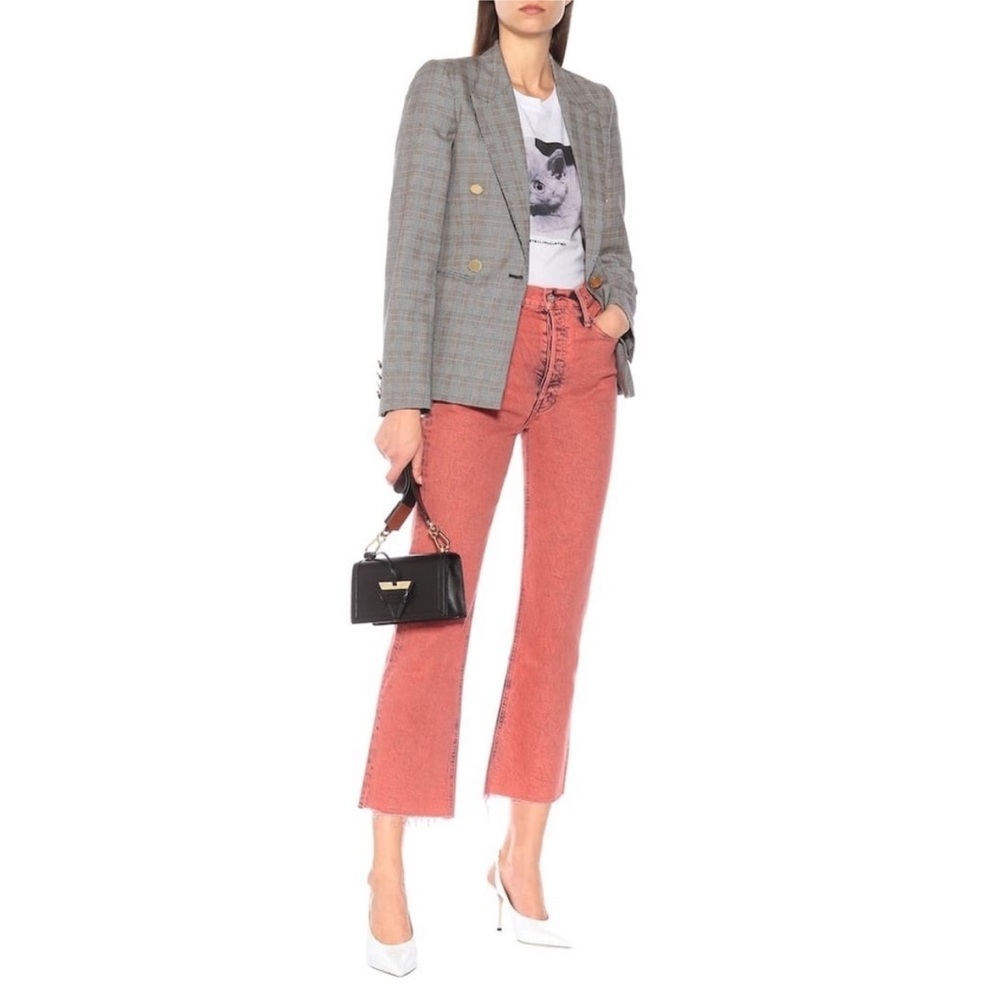 Mother The Tripper Crop Fray Jeans in Raspberry